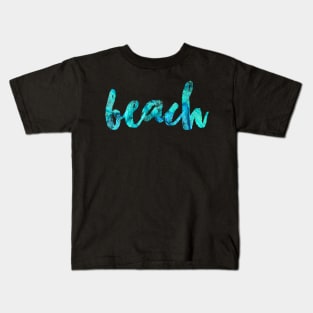 Light Blue 'Beach' Typography Design Kids T-Shirt
